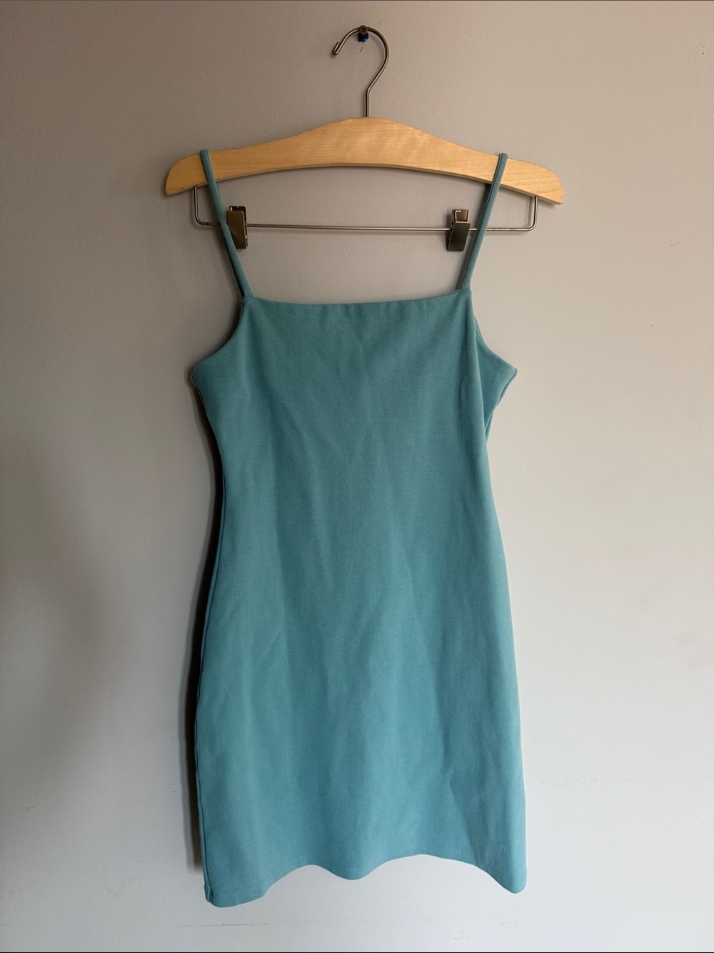 OAK + FORT Teal Mini Slip Dress with Spaghetti Straps